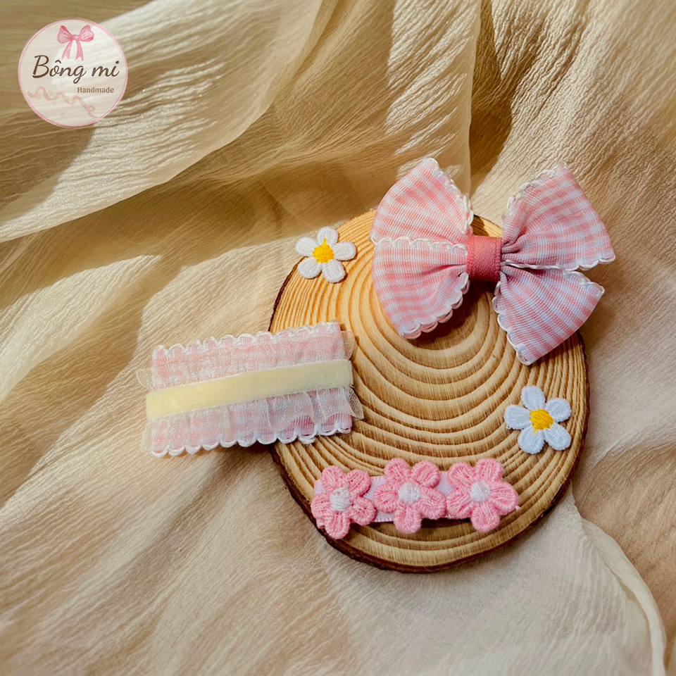 Set 3 kẹp tone hồng cho bé