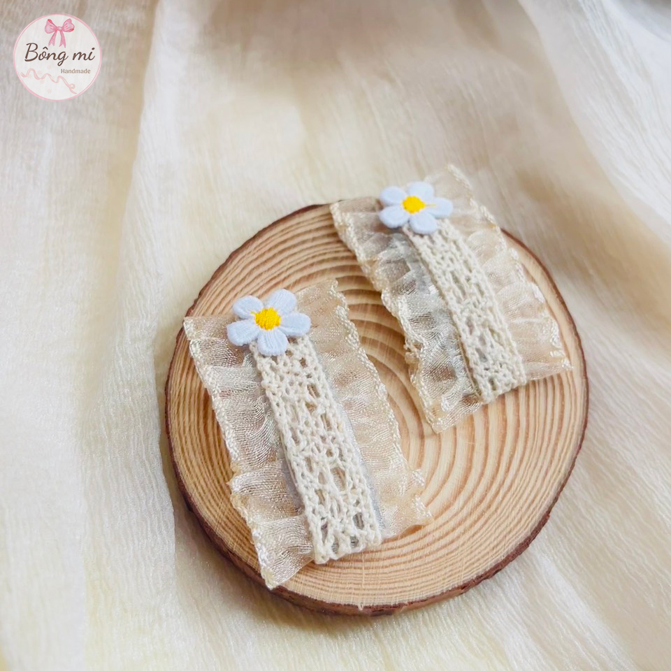 Set kẹp mái voan hoa nhí vintage dễ thương