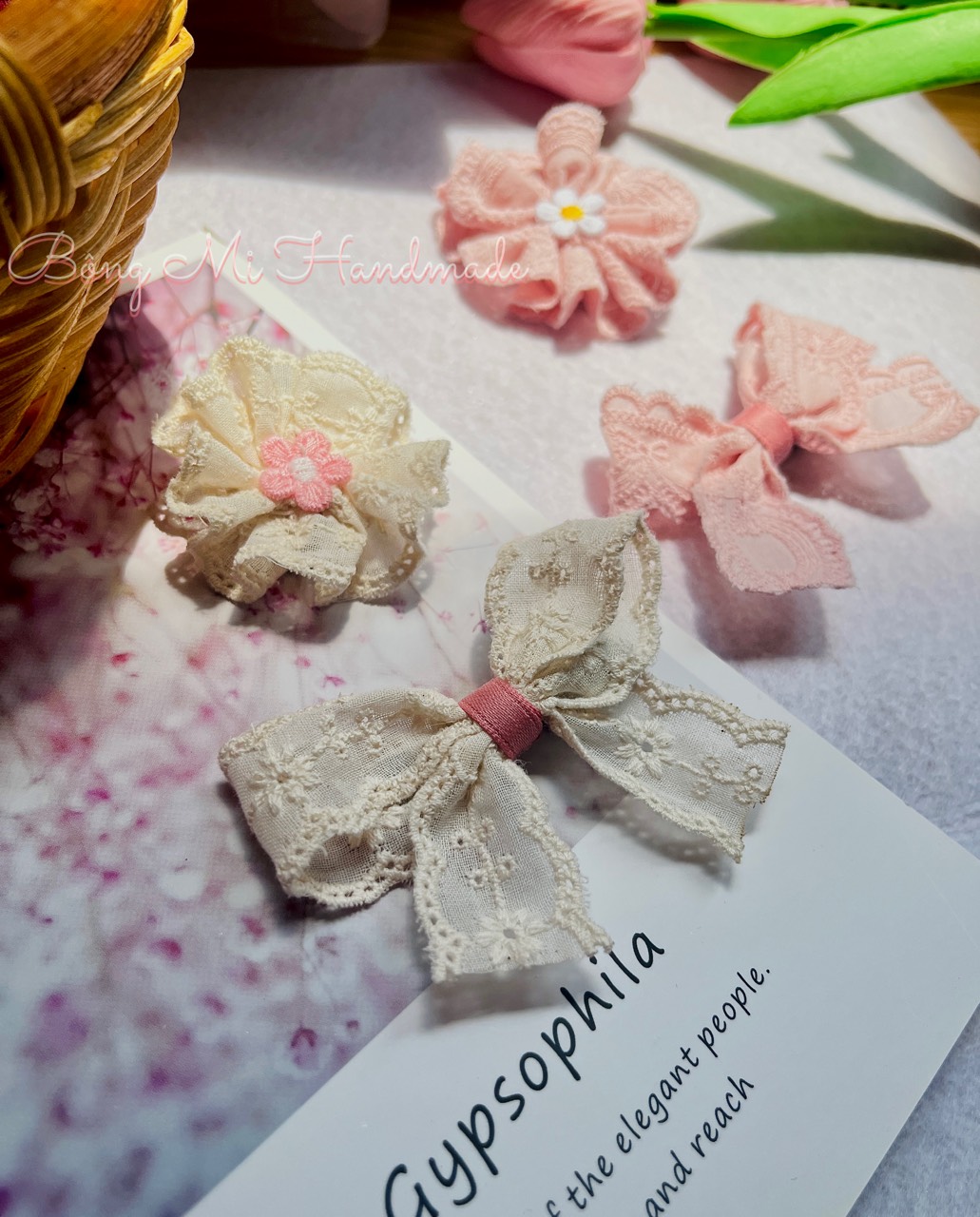 Kẹp tóc ren tiểu thư phong cách Hàn Quốc