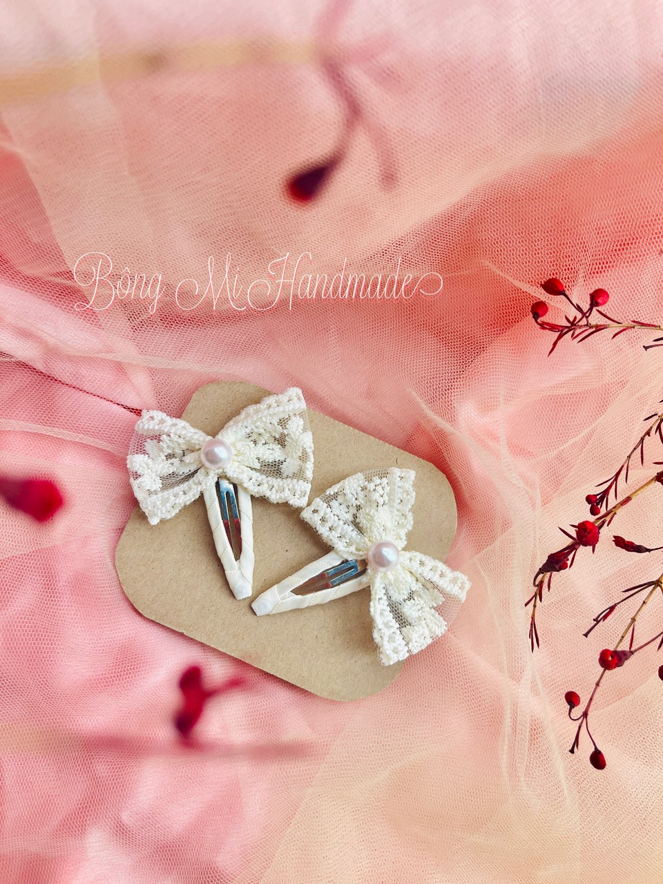 Set nơ bướm ren tiểu thư sang chảnh cho bé gái