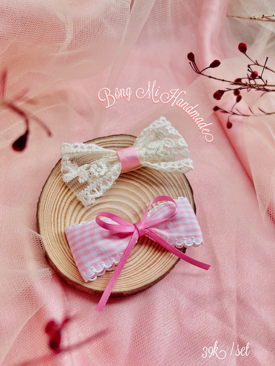 Set kẹp mái ren phong cách tiểu thư cho bé gái