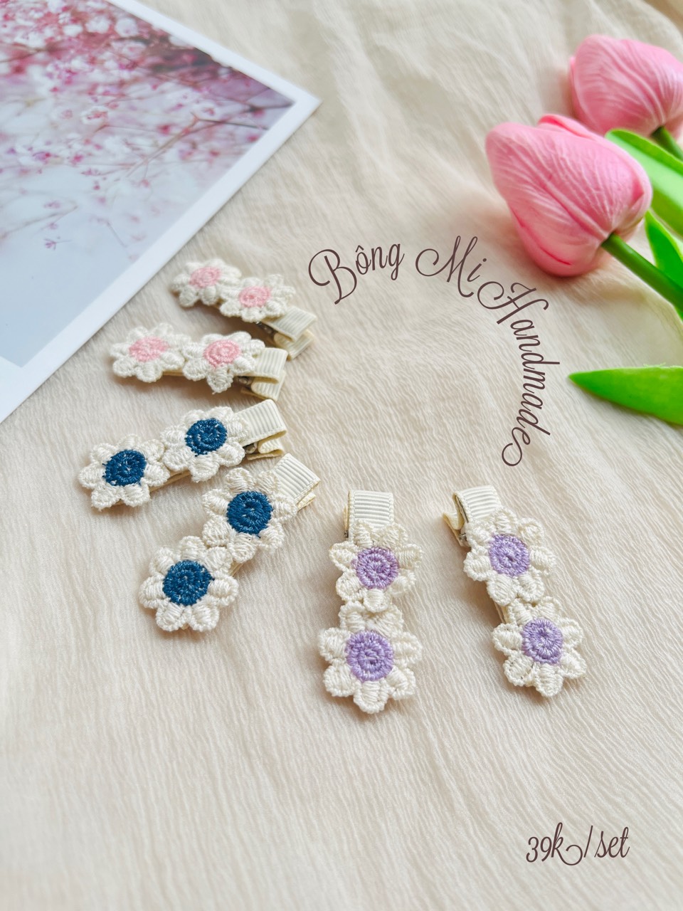 Set kẹp tóc hoa nhí nhiều màu sắc dễ thương